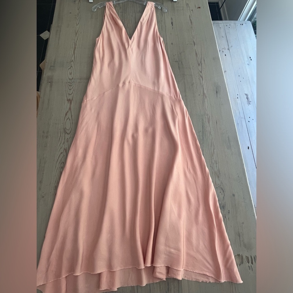 NWT Frame Nordstrom blush pink clay Slip Maxi Midi cocktail wedding dress M 6 8 - Picture 4 of 9